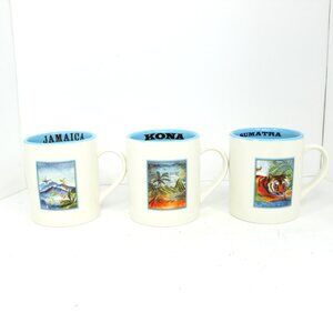 The Coffee Bean & Tea Leaf Co Ceramic Coffee 16oz Mugs Jamaica Kona Sumatra Lot3
